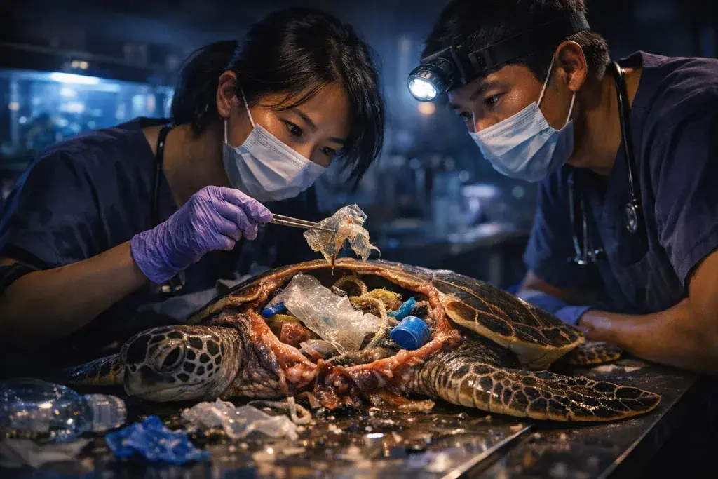 Green Sea Turtles off Japan Swallow Plastics from Distant Oceans